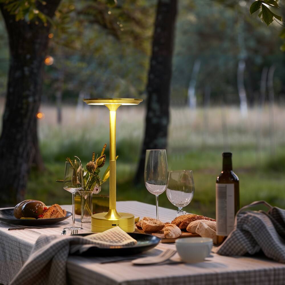 Alt View 3. ONEWISH - 2-Pack Gold Cordless LED Table Lamp – Portable Touch-Control Light, Rechargeable Holiday Gift for Friends & Family - Gold.