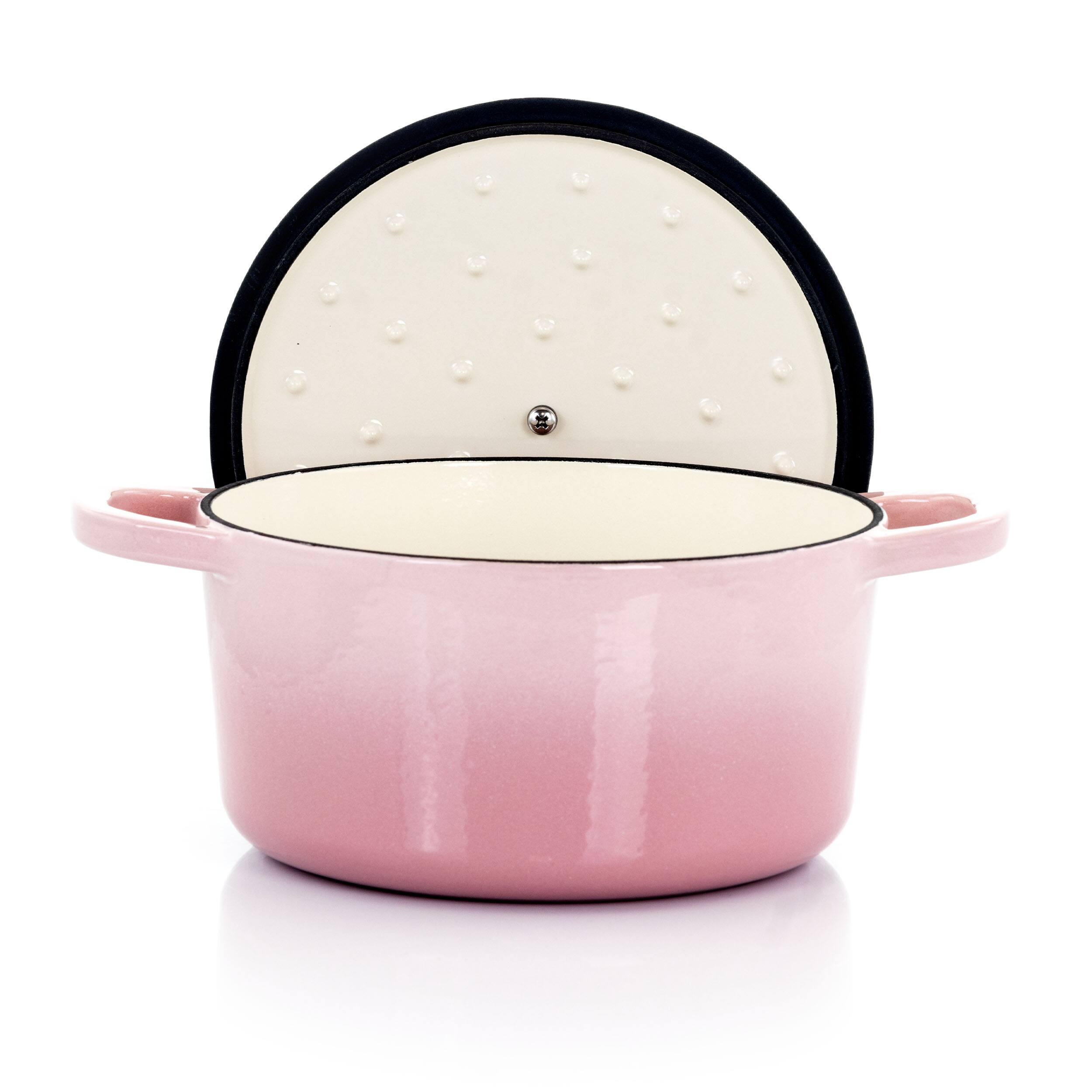 Alt View 2. Crockpot - Crock-Pot Artisan 2 Piece 3 Quarts Enamled Cast Iron Dutch Oven in Blush Pink - Blush Pink.