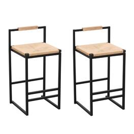SlickBlue - Set of 2 Bar Stools Counter Height Dining Chairs for Kitchen & Home Seating - Black