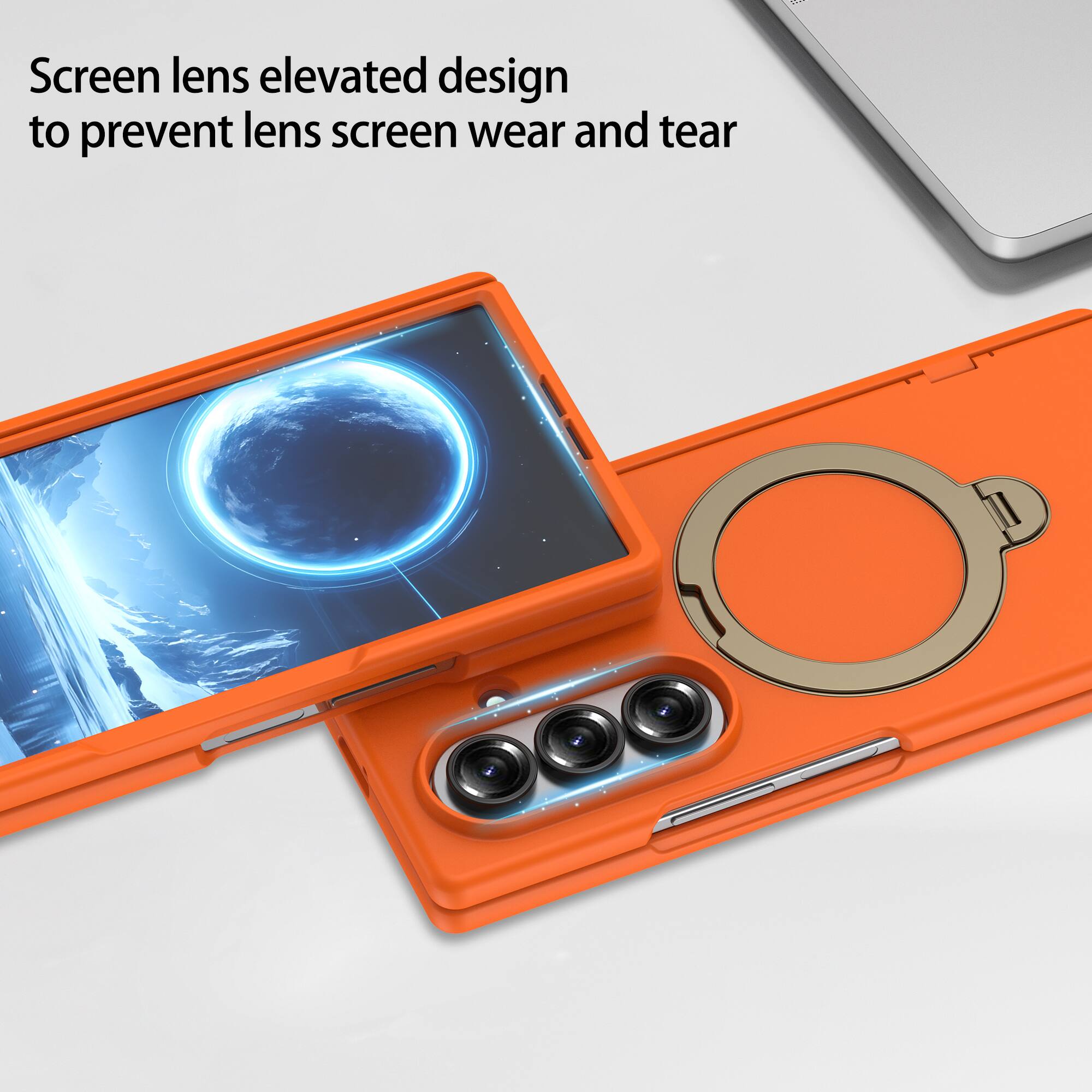 Screen lens elevated design to prevent lens screen wear and tear