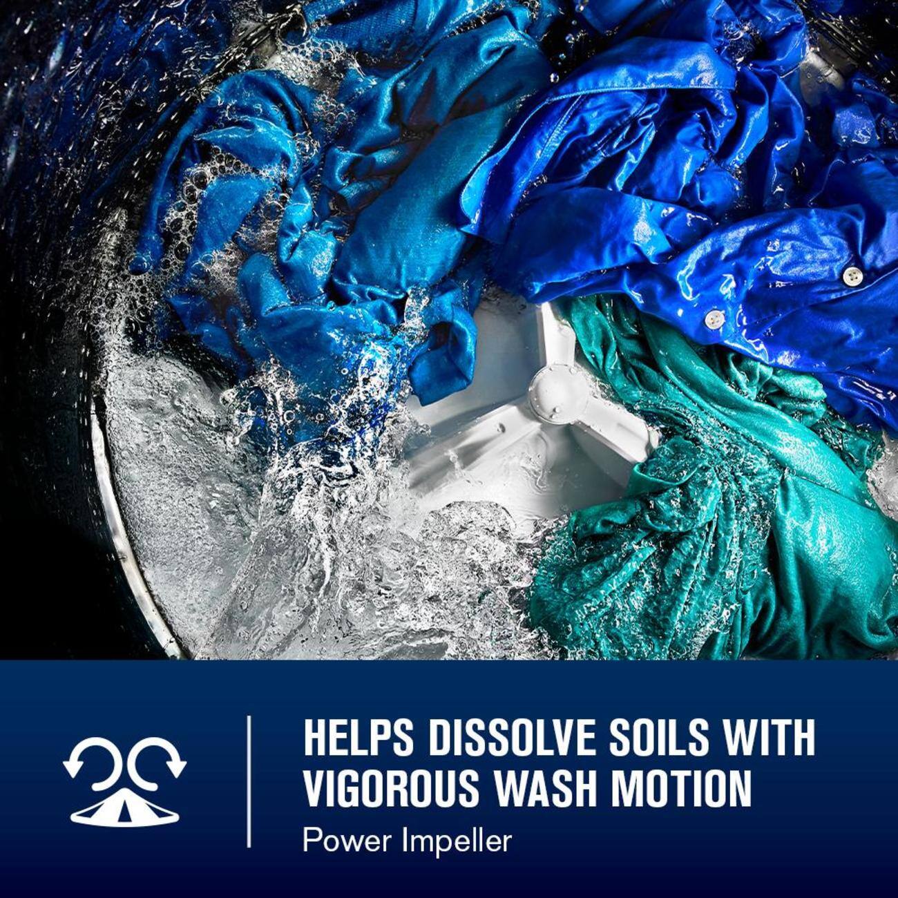 HELPS DISSOLVE SOILS WITH VIGOROUS WASH MOTION  
Power Impeller