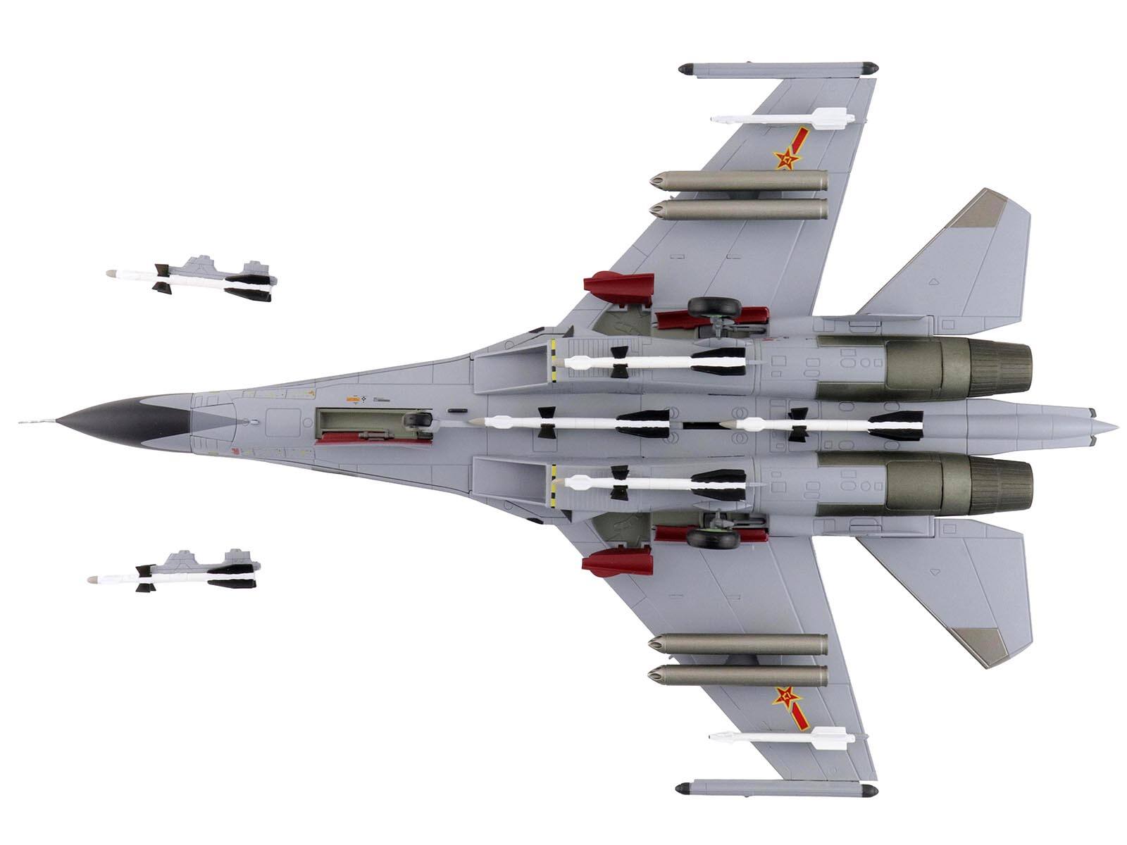 Alt View 3. Hobby Master - Shenyang J-11A Fighter Aircraft People's Liberation Army Air Force w/1/8 Scale Golden Helmet 1/72 Model by Hobby Master.