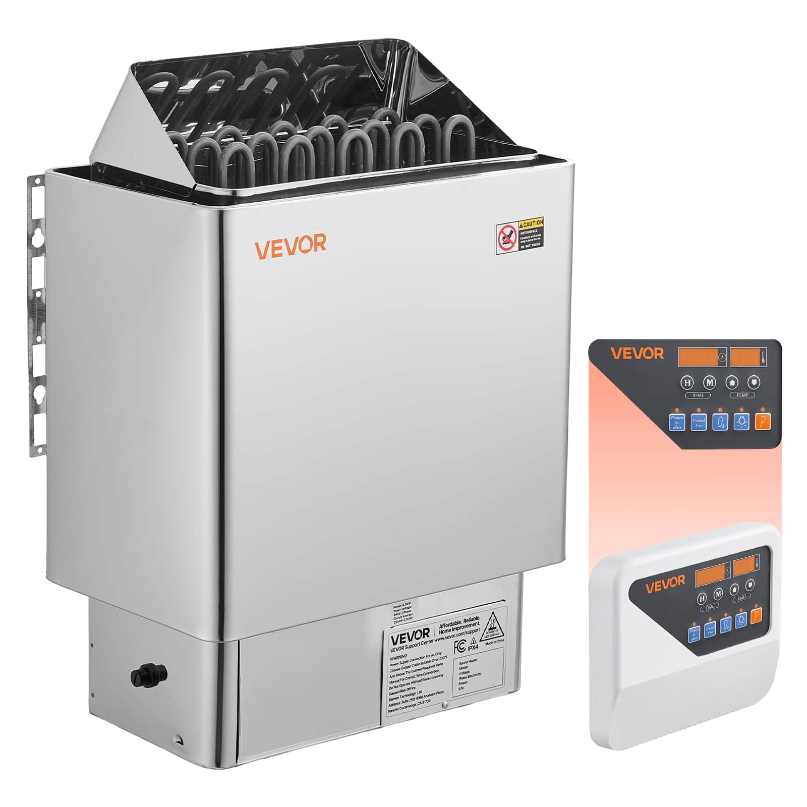 VEVOR - Sauna Heater, 9KW 240V Electric Sauna Stove,Dry Steam Bath Saunas Stove with Pre-Drilled Bracket, Fit 317.8 to 459 CU.FT - Stainless Steel Finish