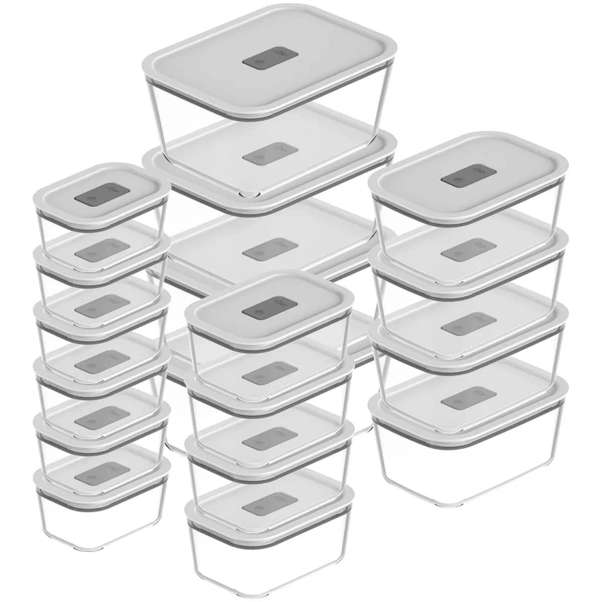 OU - Glass Food Storage Container Set 36pc with Microwave Valve (set of 18) Microwave & Freezer Safe