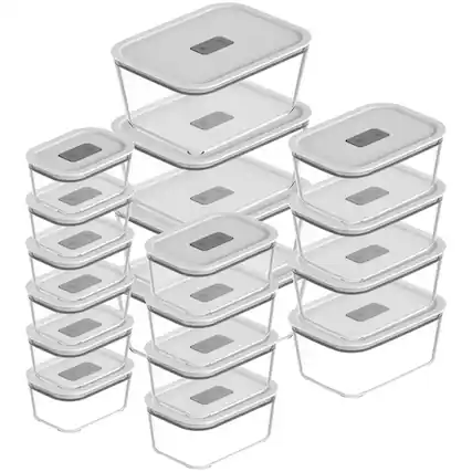 Front. OU - OU Glass Food Storage Container Set 36pc with Microwave Valve (set of 18) Microwave & Freezer Safe.