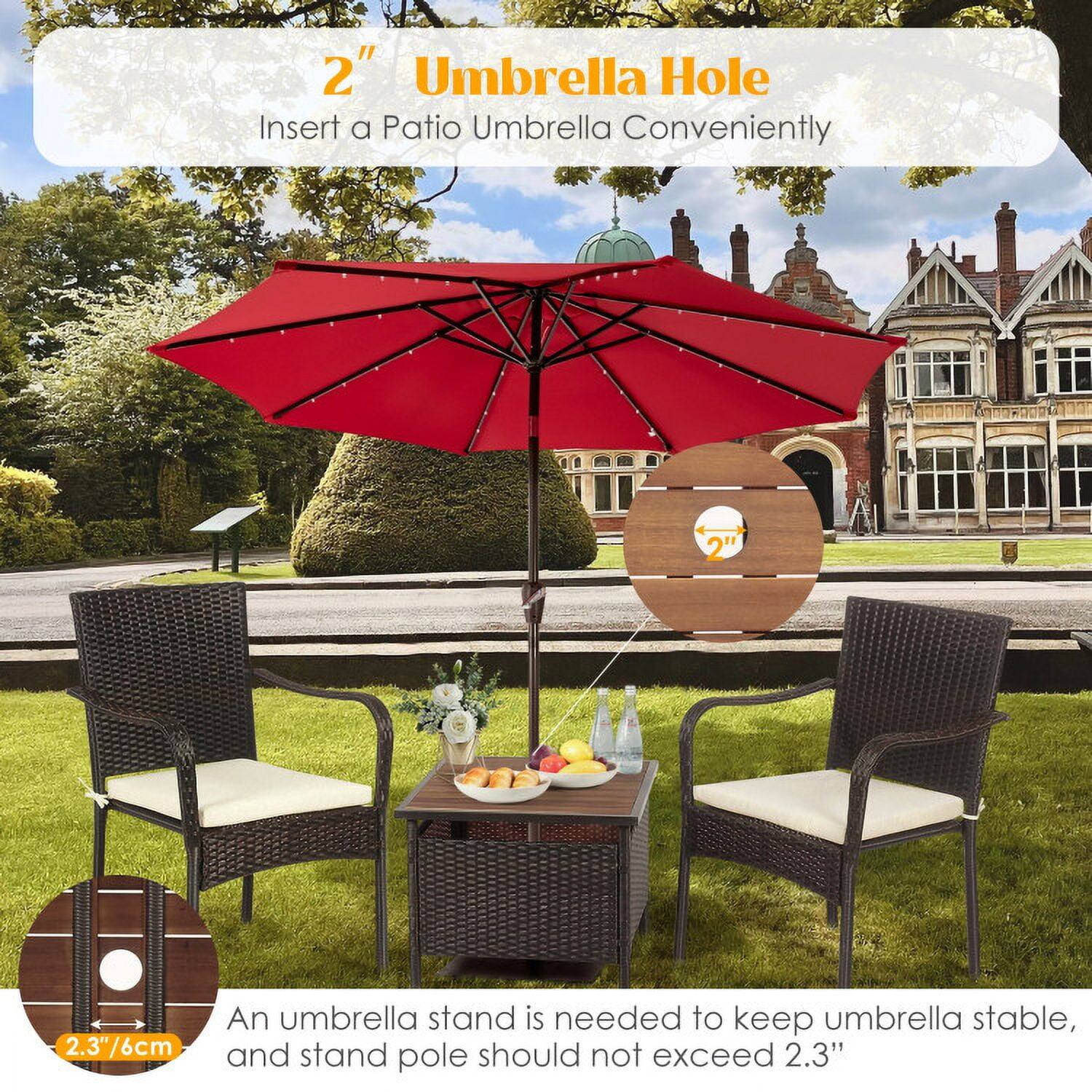 2" Umbrella Hole  
Insert a Patio Umbrella Conveniently  

An umbrella stand is needed to keep umbrella stable, and stand pole should not exceed 2.3"