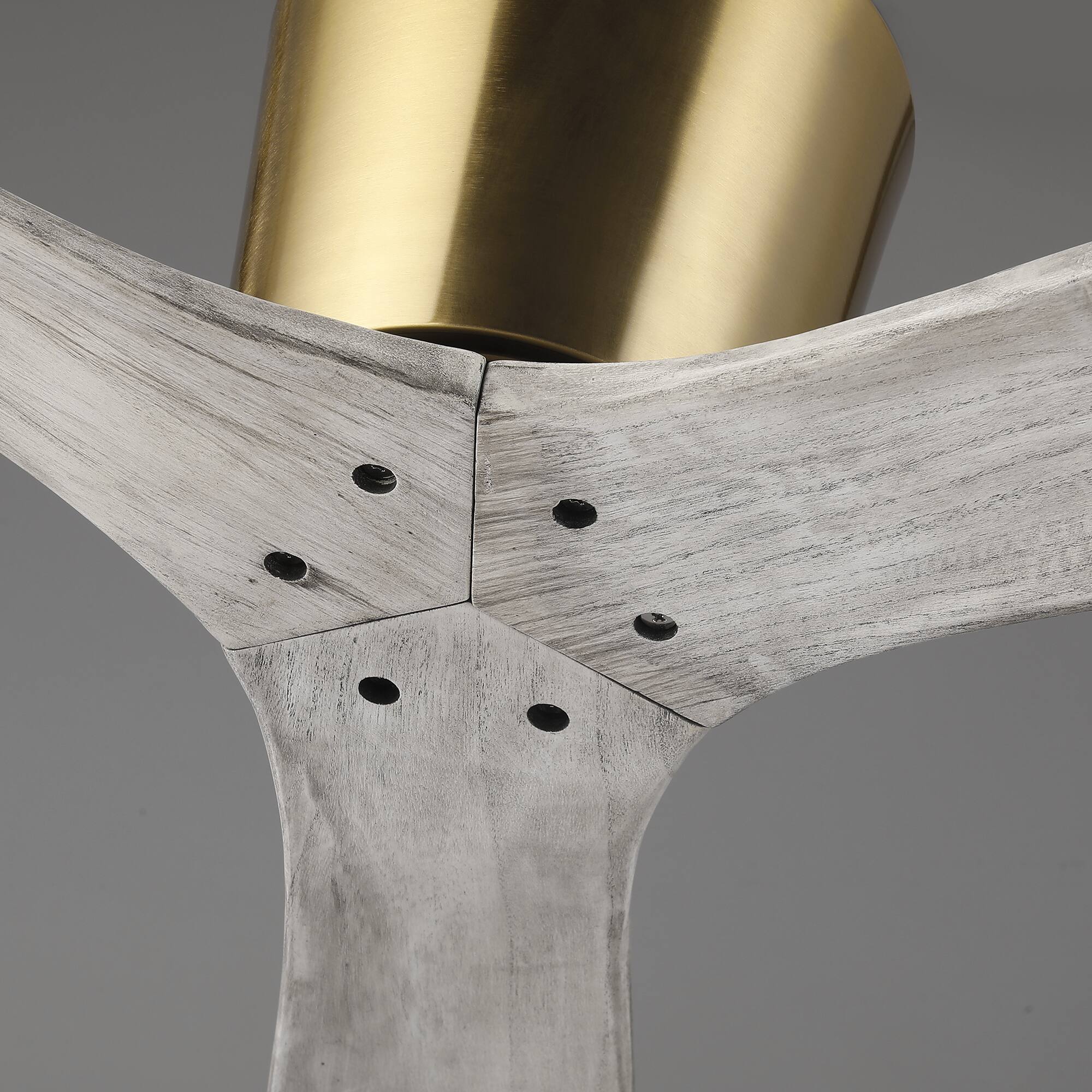 Alt View 8. Parrot Uncle - 54" Modern Solid Wood Blades Low Profile Ceiling Fan without Light - Gold.