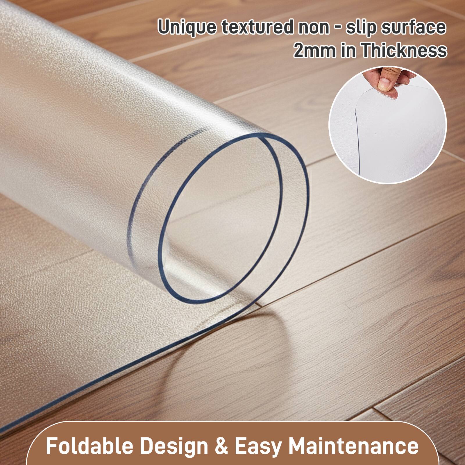 Unique textured non-slip surface  
2mm in Thickness  

Foldable Design & Easy Maintenance