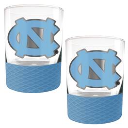 Great American Products - North Carolina Tar Heels 2-Pack 14oz. Rocks Glass Set with Silcone Grip - Blue
