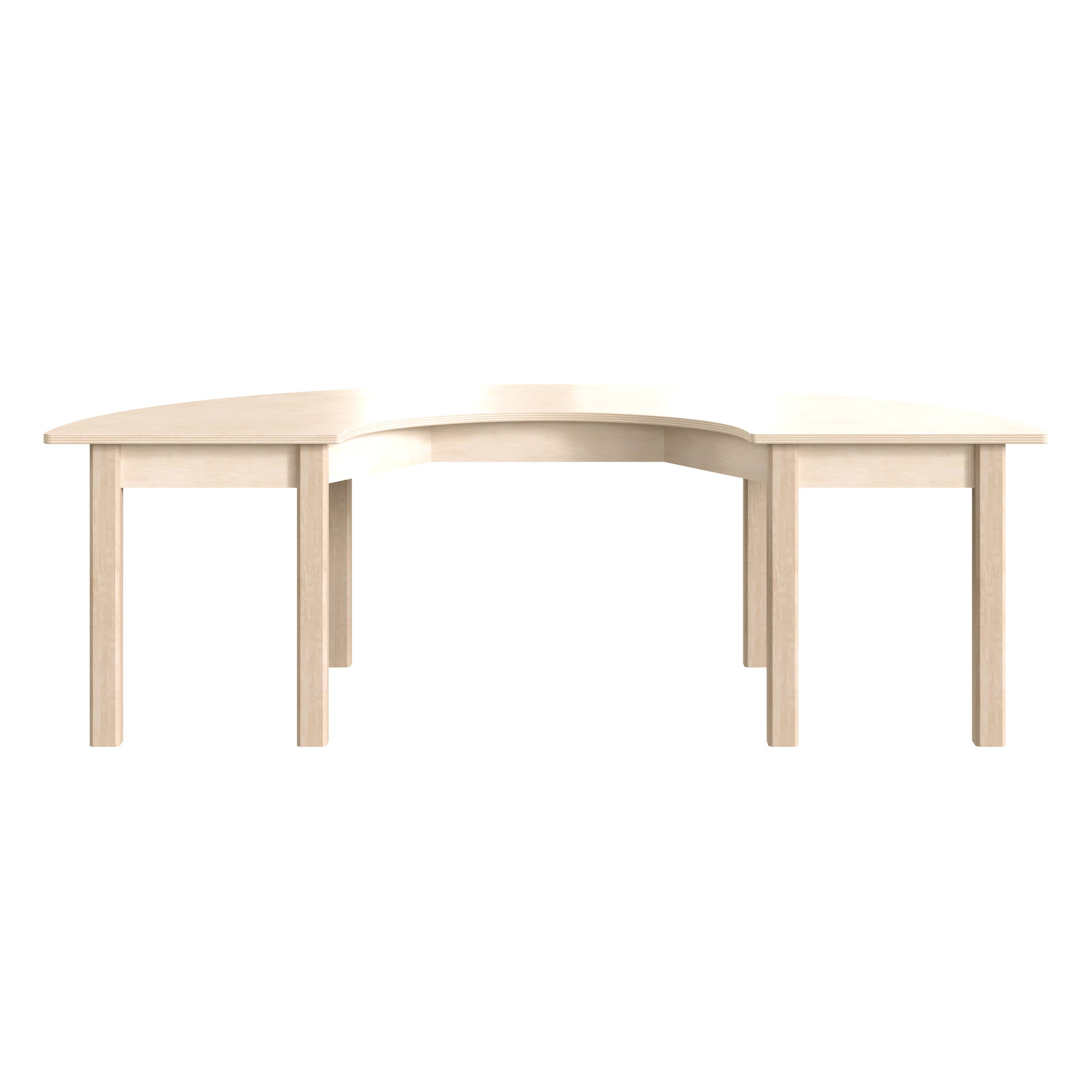 Angle. Flash Furniture - Bright Beginnings Commercial Grade Wooden Half Circle Preschool Classroom Activity Table, (29.5"W x 59"D x 18"H), Beech - Natural.