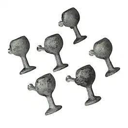 Zeckos - Antique Finish Cast Iron Wine Glass Cabinet Knob Drawer Pulls Set of 6 - Silver