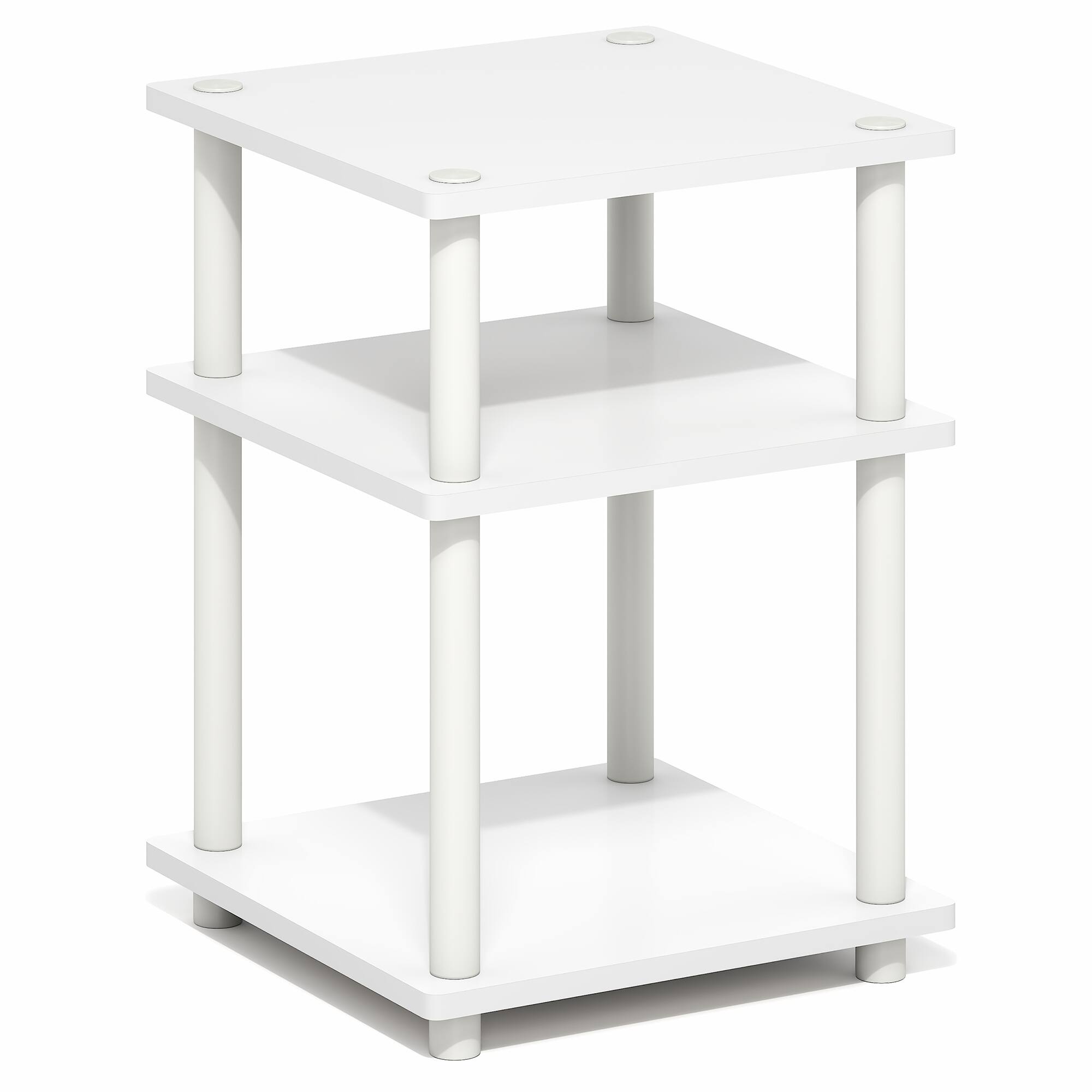 Alt View 5. Furinno - TURN-N-TUBE Easy Assembly Side Table, Square End Table, Toolless Open Shelves Nightstand, Night Stand, Bedside Table - White/White.