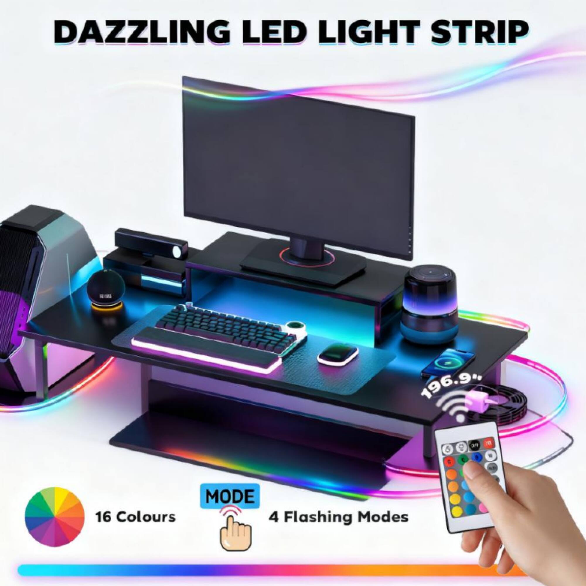 DAZZLING LED LIGHT STRIP

16 Colours

4 Flashing Modes