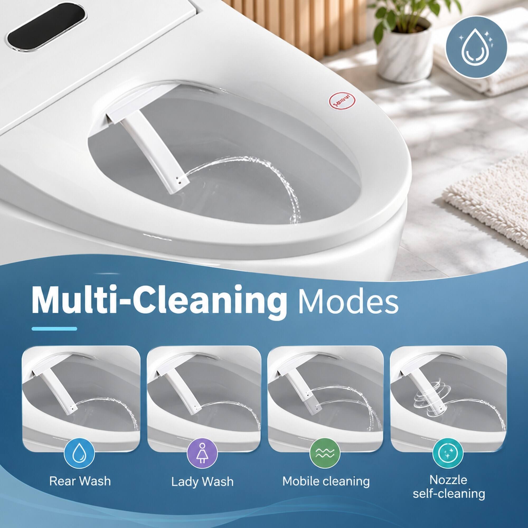 Multi-Cleaning Modes  
Rear Wash  
Lady Wash  
Mobile cleaning  
Nozzle self-cleaning