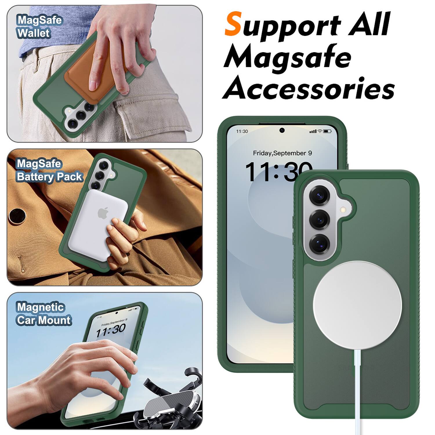 Support All MagSafe Accessories

- MagSafe Wallet
- MagSafe Battery Pack
- Magnetic Car Mount