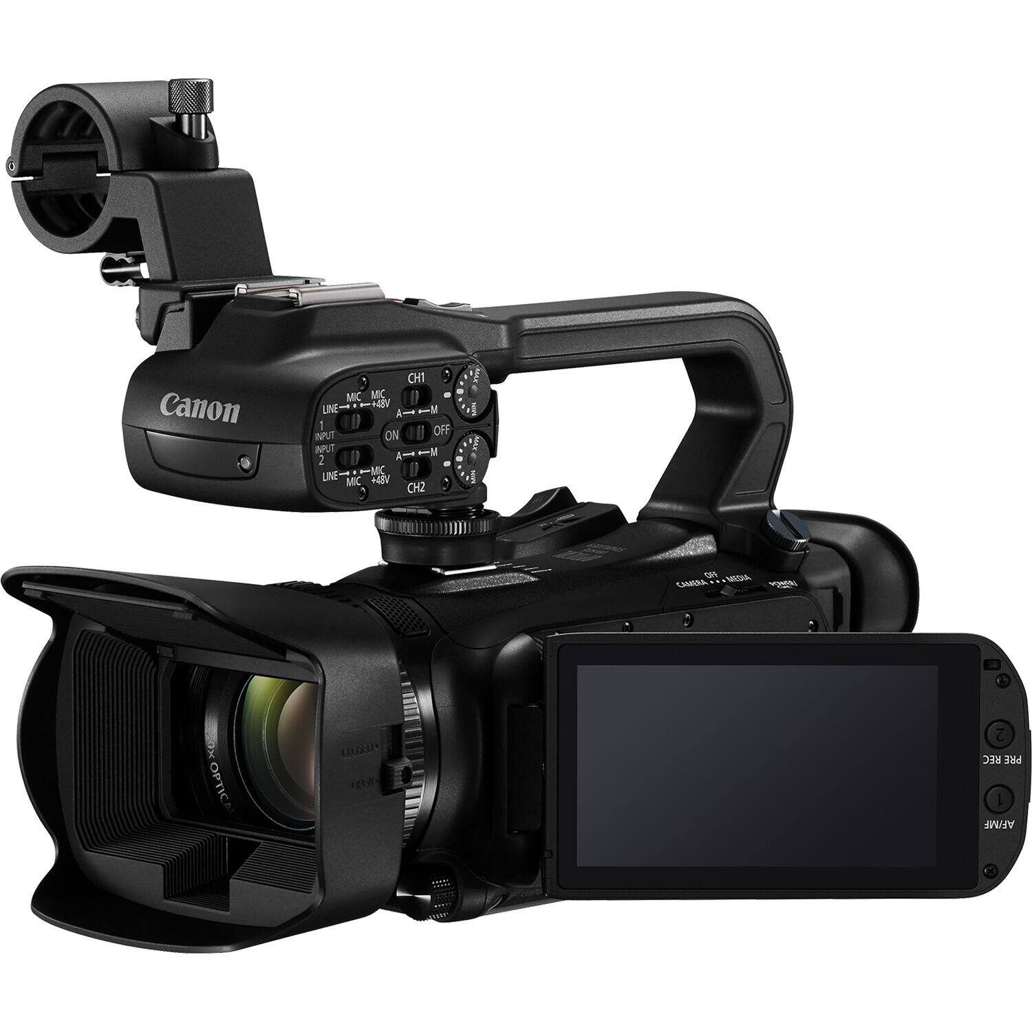 Canon CH1 MKC MIC 4 UNE A I - V I OFF NP ON INPUT M 2 A MC LINE MIC +4IV CH2, E sn I NG MREDA CAstRa OPTIC Oan 2 REC PKE I AF/MF