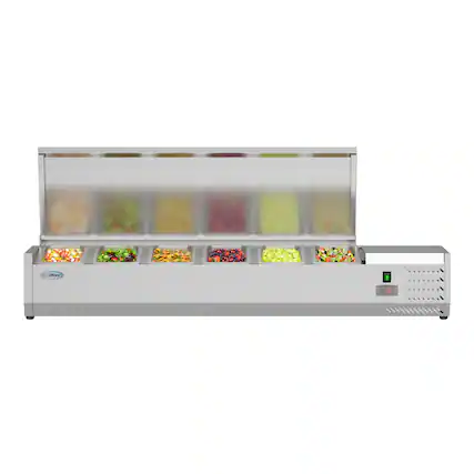 Front. Koolmore - 59 in. Six Pan Refrigerated Countertop Condiment Prep Station - SCDC-6P-SSL - Stainless-Steel.