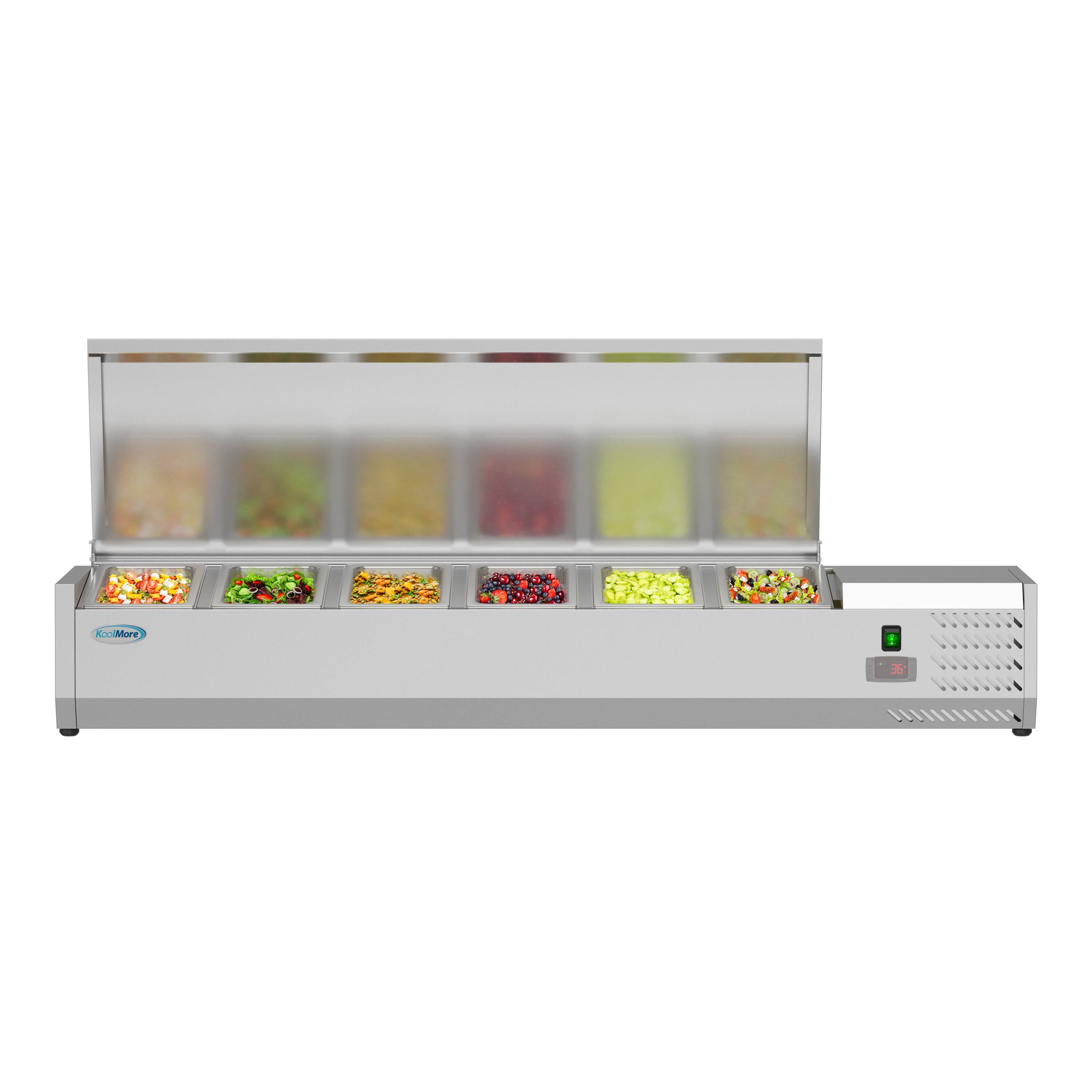 Front. Koolmore - 59 in. Six Pan Refrigerated Countertop Condiment Prep Station - SCDC-6P-SSL - Stainless-Steel.