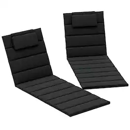 Outsunny - Outdoor Lounge Chair Cushion Set of 2, 80" x 26" UPF50+ 230gsm Olefin and 25D High-Density Foam - Black