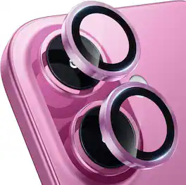 Entronix - Premium Camera Lens Protector for iPhone 16/16 Plus - Durable Metal Design - Hot Pink