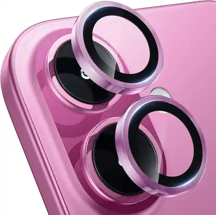 Front. Entronix - Entronix Premium Camera Lens Protector for iPhone 16/16 Plus - Durable Metal Design - Hot Pink.