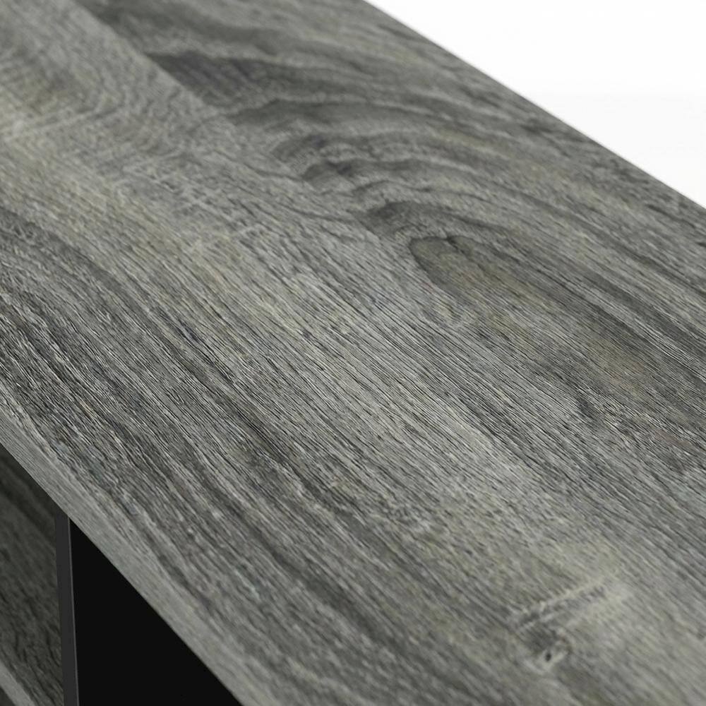 Alt View 4. FurniFact - TV Stand with Bin Drawers in Oak and Black Finish for Modern Living Spaces - Brown.