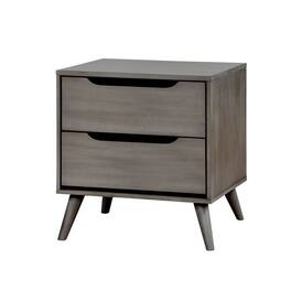 Manhattan Lane - 2 Drawer Wooden Nightstand with Cut Out Pulls - Gray