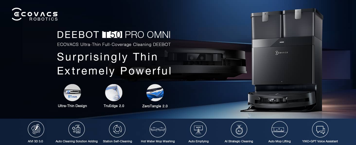 ECOVACS Robotics DEEBOT T50 PRO Omni Robot Vacuum and Mop, 3.19