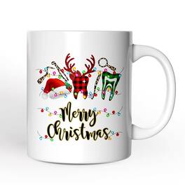 OrnamentallyYou - Dentist Buffalo Plaid Christmas Mug , Dental Gift - White
