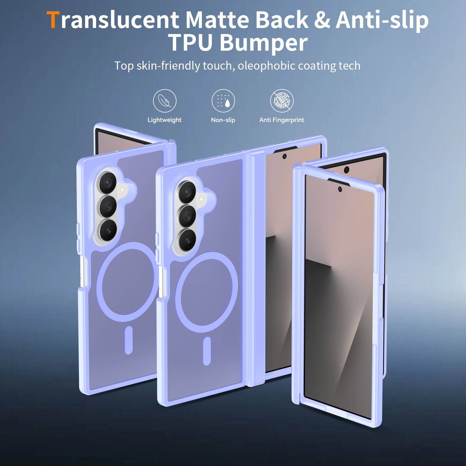 Translucent Matte Back & Anti-slip TPU Bumper  
Top skin-friendly touch, oleophobic coating tech  
Lightweight  
Non-slip  
Anti Fingerprint