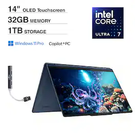 Lenovo - Yoga 2-in-1 Laptop 14.0 2.8K Display (Intel Ultra 7-258V, 32GB LPDDR5X, 1TB M.2 PCIe SSD, Win 11 Pro) - Cosmic Blue