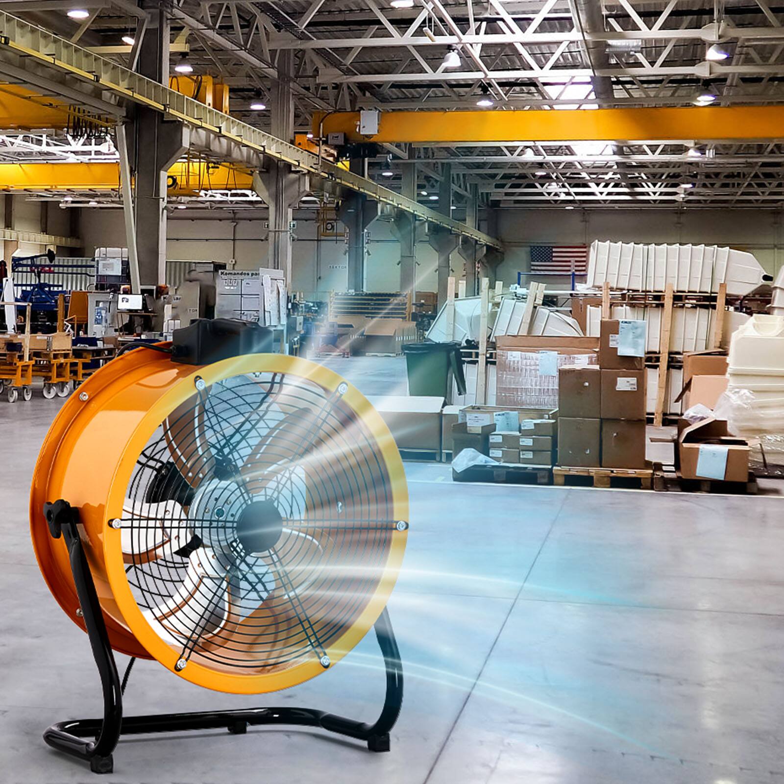 Alt View 8. Winado - 16 Inch High Velocity Drum Fan, Industrial Metal Floor Fan with Handle, Heavy Duty, 4-Speeds, Air Circulator Fan - Orange.