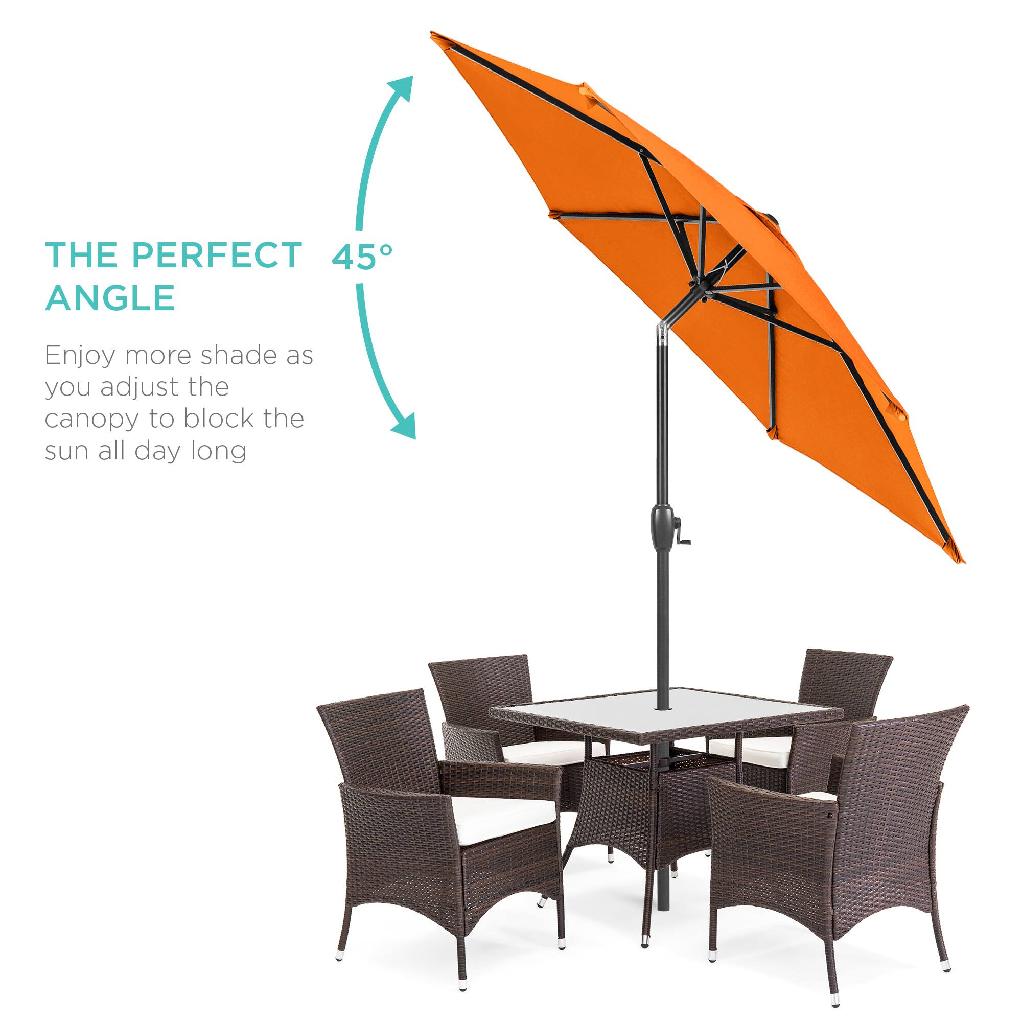 THE PERFECT 45° ANGLE

Enjoy more shade as you adjust the canopy to block the sun all day long