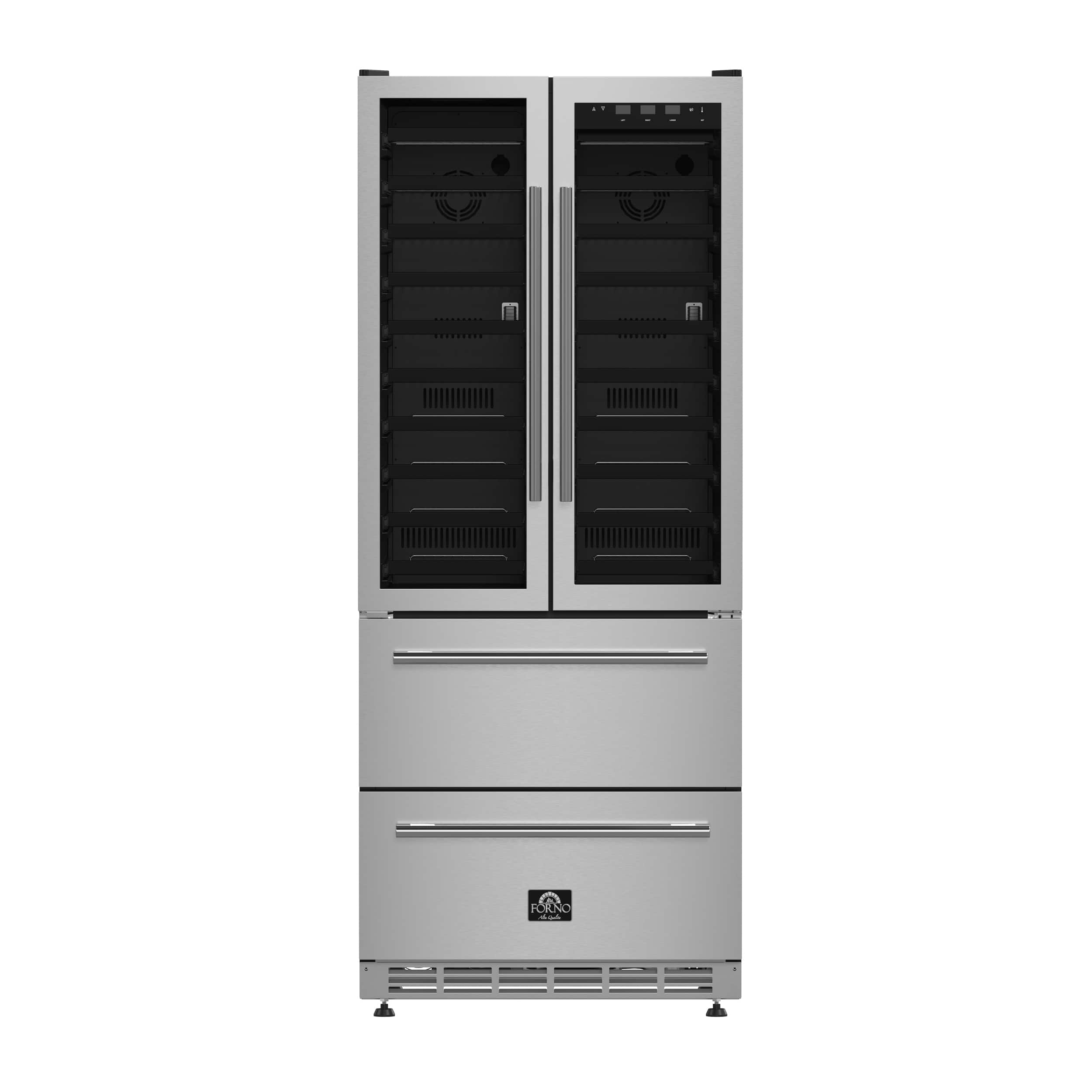 Forno Appliances - Campania 120-Bottle Built-In Dual Zone Wine Cellar & Beverage Cooler - Stainless Steel