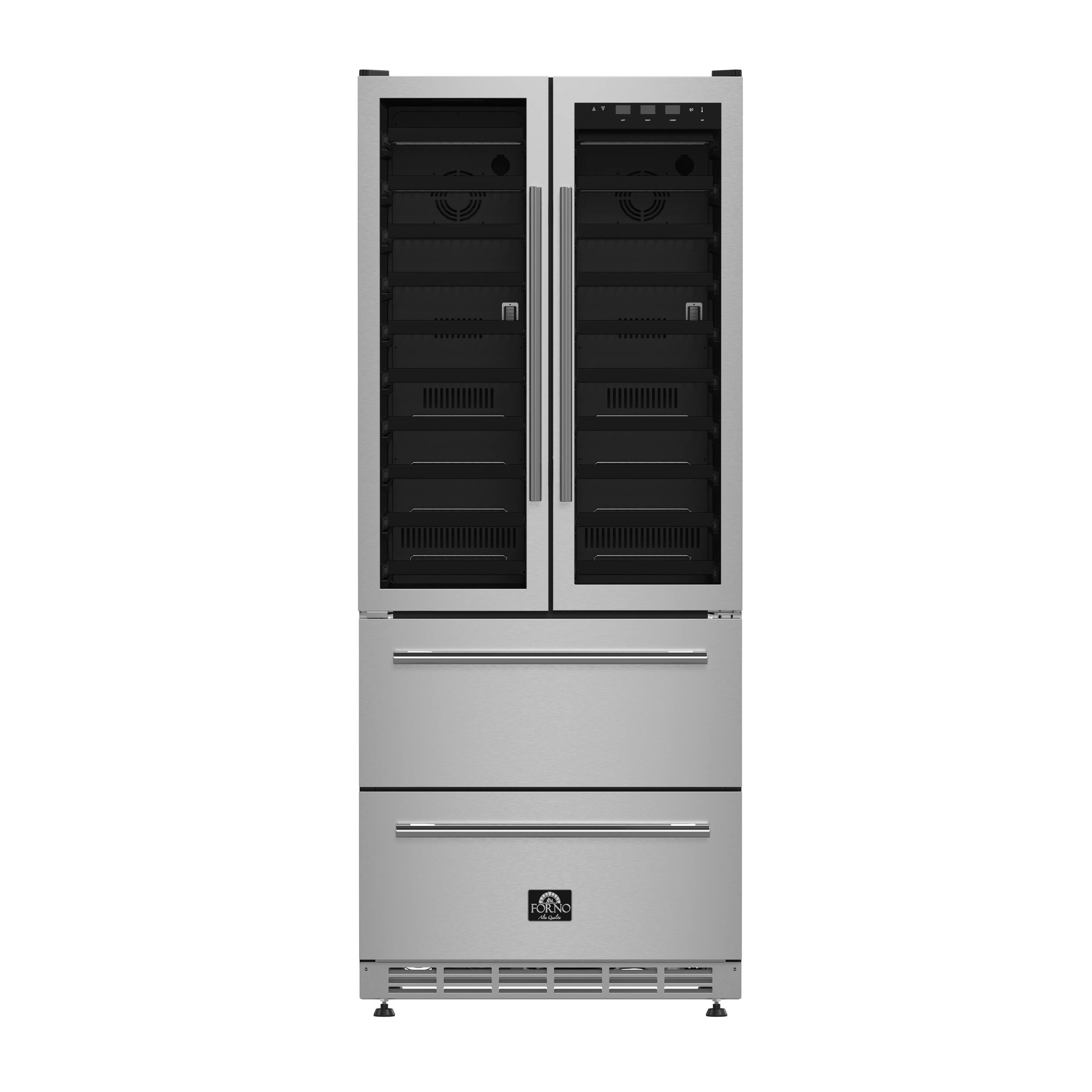 Front. Forno Appliances - Campania 120-Bottle Built-In Dual Zone Wine Cellar & Beverage Cooler - Stainless steel.