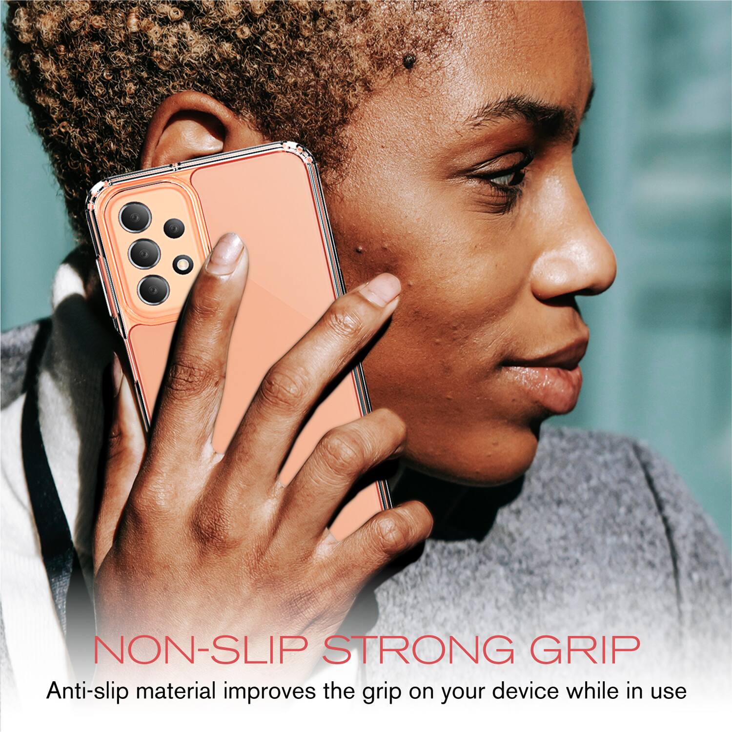 NON-SLIP STRONG GRIP

Anti-slip material improves the grip on your device while in use