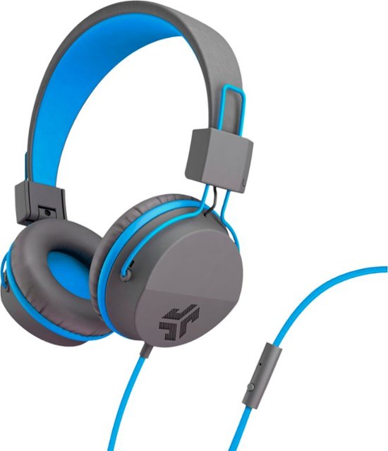Angle Zoom. JLab - JBuddies Studio Wired Over-the-Ear Headphones - Gray/Blue.