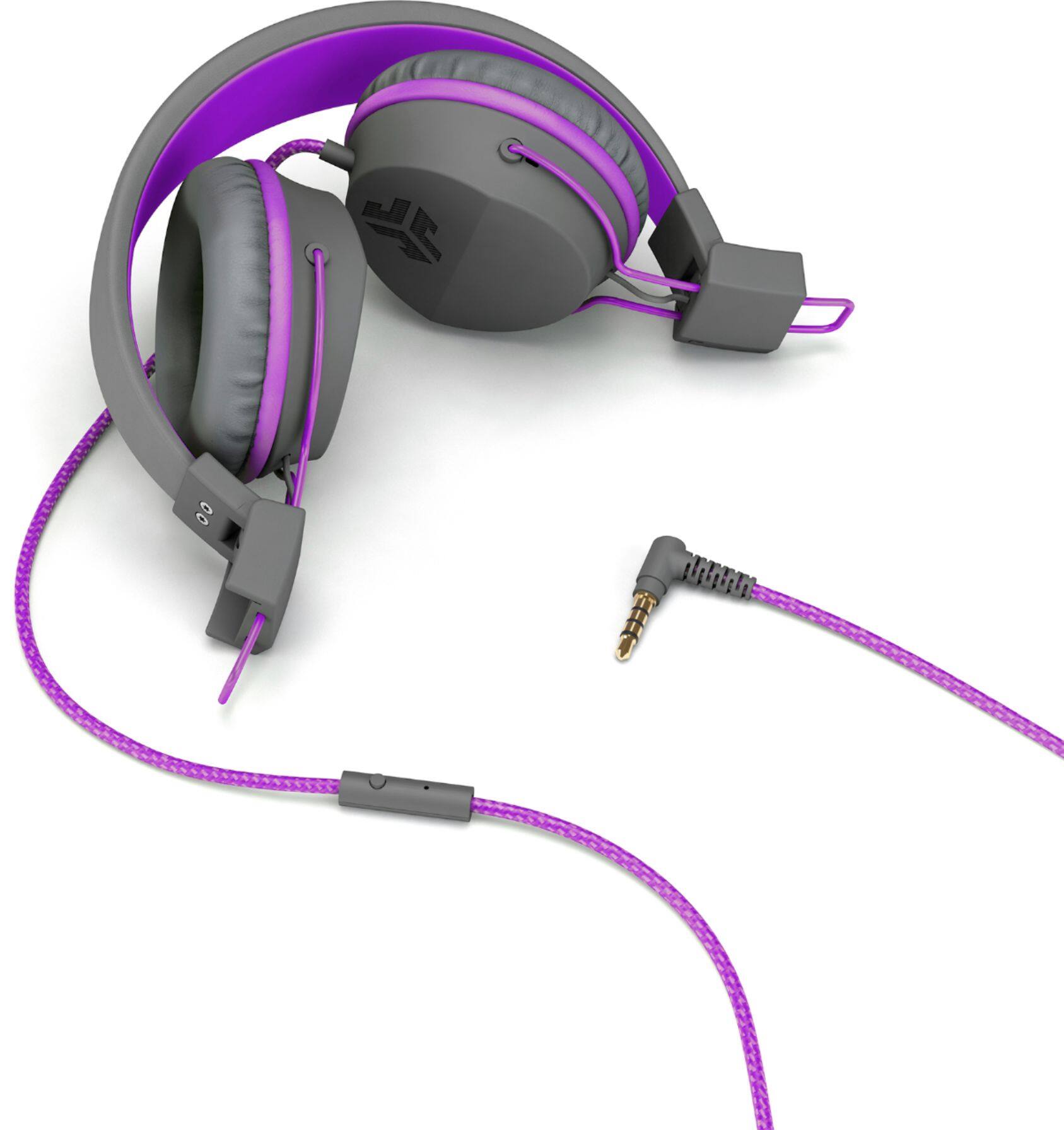 Alt View 12. JLab - JBuddies Studio On-Ear Kids Wired Headphones - Gray/Purple.