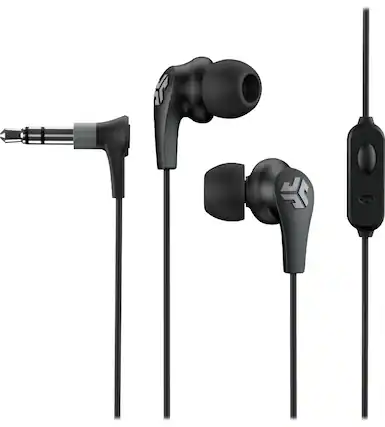 Front. JLab - JBuds Pro Signature Wired Earbud Headphones - Black.