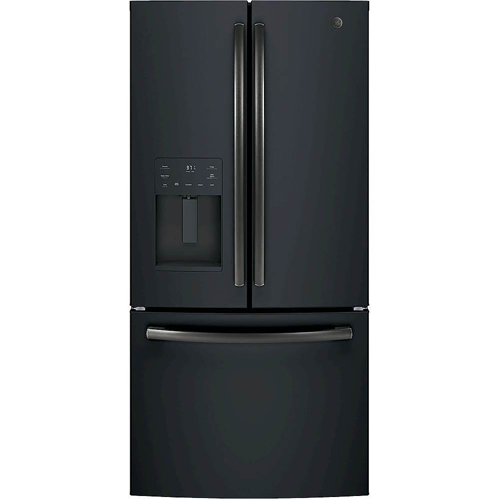 GE - 17.5 Cu. Ft. French Door Counter-Depth Refrigerator - Black slate
