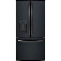 GE - 17.5 Cu. Ft. French Door Counter-Depth Refrigerator - Fingerprint resistant black slate - Front_Zoom