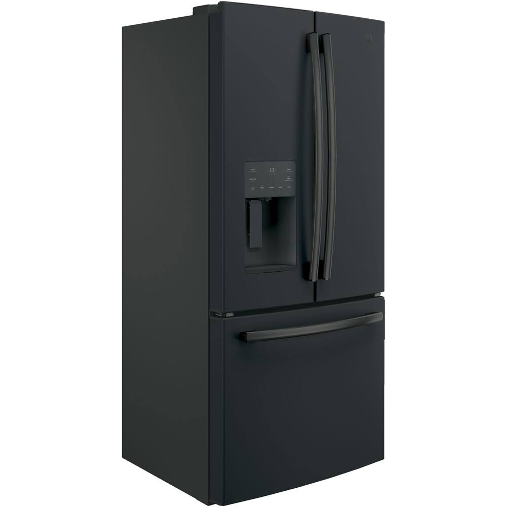 Left. GE - 17.5 Cu. Ft. French Door Counter-Depth Refrigerator.