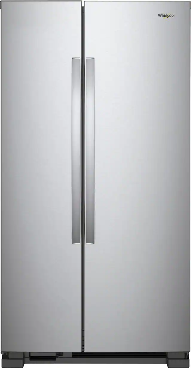 Front. Whirlpool - 25.1 Cu. Ft. Side-by-Side Refrigerator - Stainless steel.