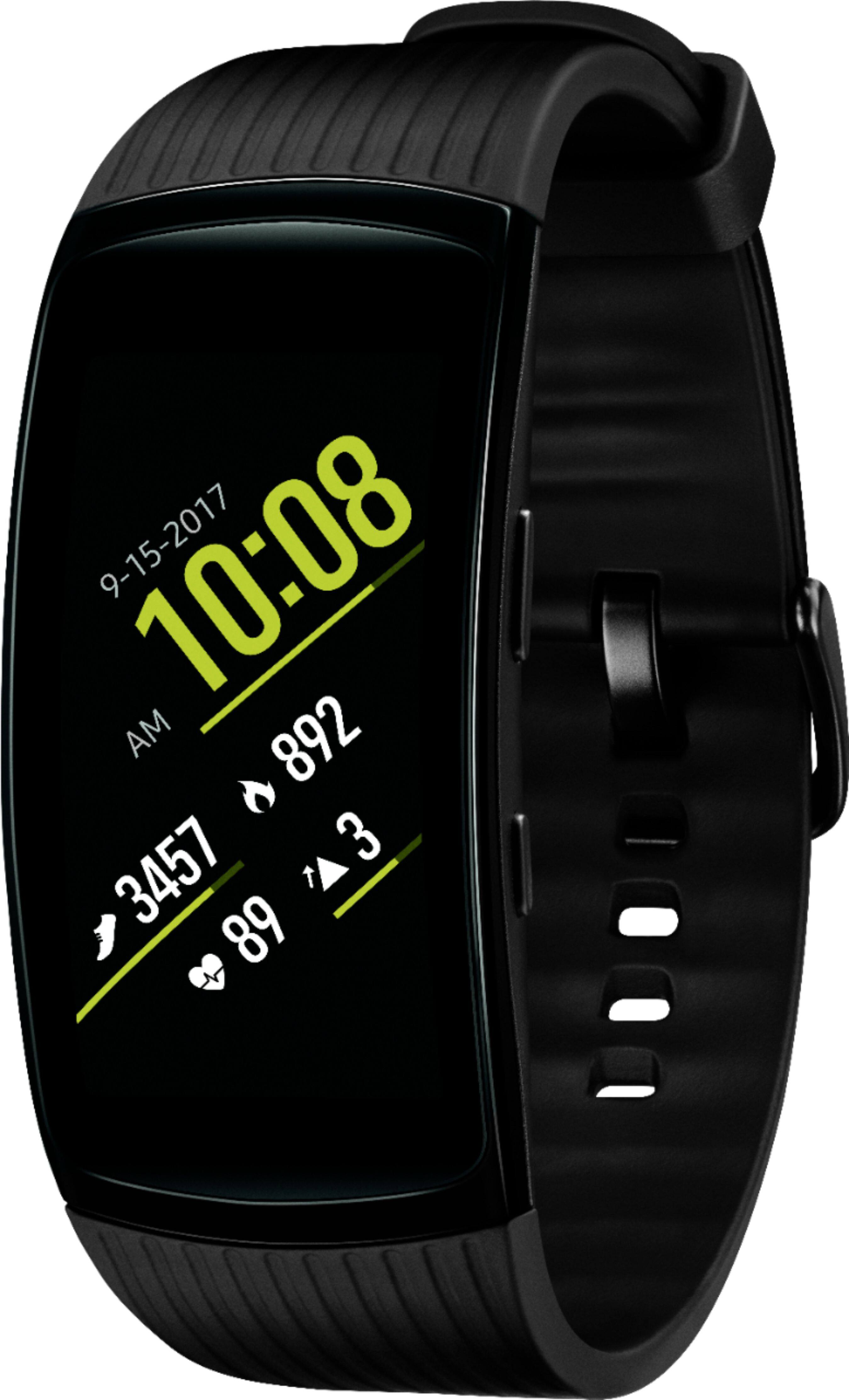 Left. Samsung - Geek Squad Certified Refurbished Gear Fit2 Pro Fitness Watch (Large).