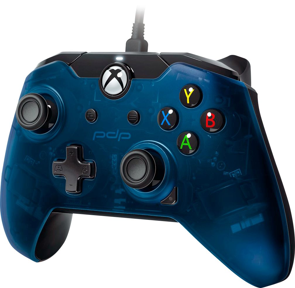 Left View: PDP Wired Controller for Xbox One, Xbox One X and Xbox One S, Midnight Blue, 048-082-NA-BL