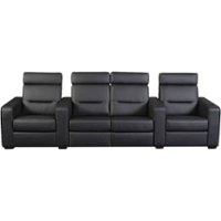 Salamander Designs - AV Basics TC3 Straight 4-Seat Power Recline Home Theater Seating with Middle Loveseat - Black - Front_Zoom