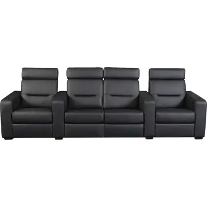 Front. Salamander Designs - AV Basics TC3 Straight 4-Seat Power Recline Home Theater Seating with Middle Loveseat - Black.