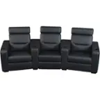 Front. Salamander Designs - AV Basics TC3 Curved 3-Seat Power Recline Home Theater Seating - Black.