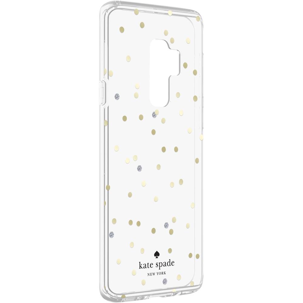 Front. kate spade new york - Case for Samsung Galaxy S9+ - Scatter Dot Gold/Clear With Stones.
