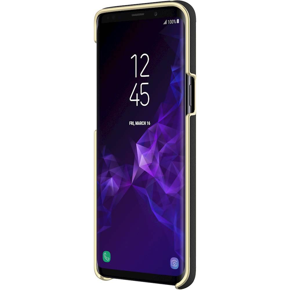 Alt View 1. kate spade new york - Wrap Case for Samsung Galaxy S9 - Saffiano Black / Gold Logo Plate.